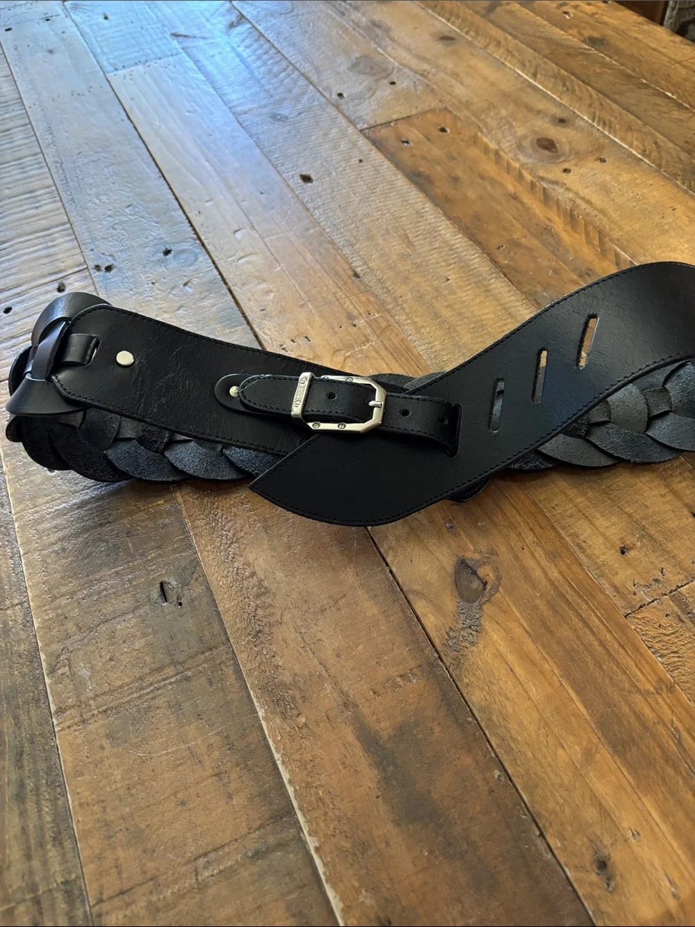 Women’s Black Braided Leather Waist Belt - Classic